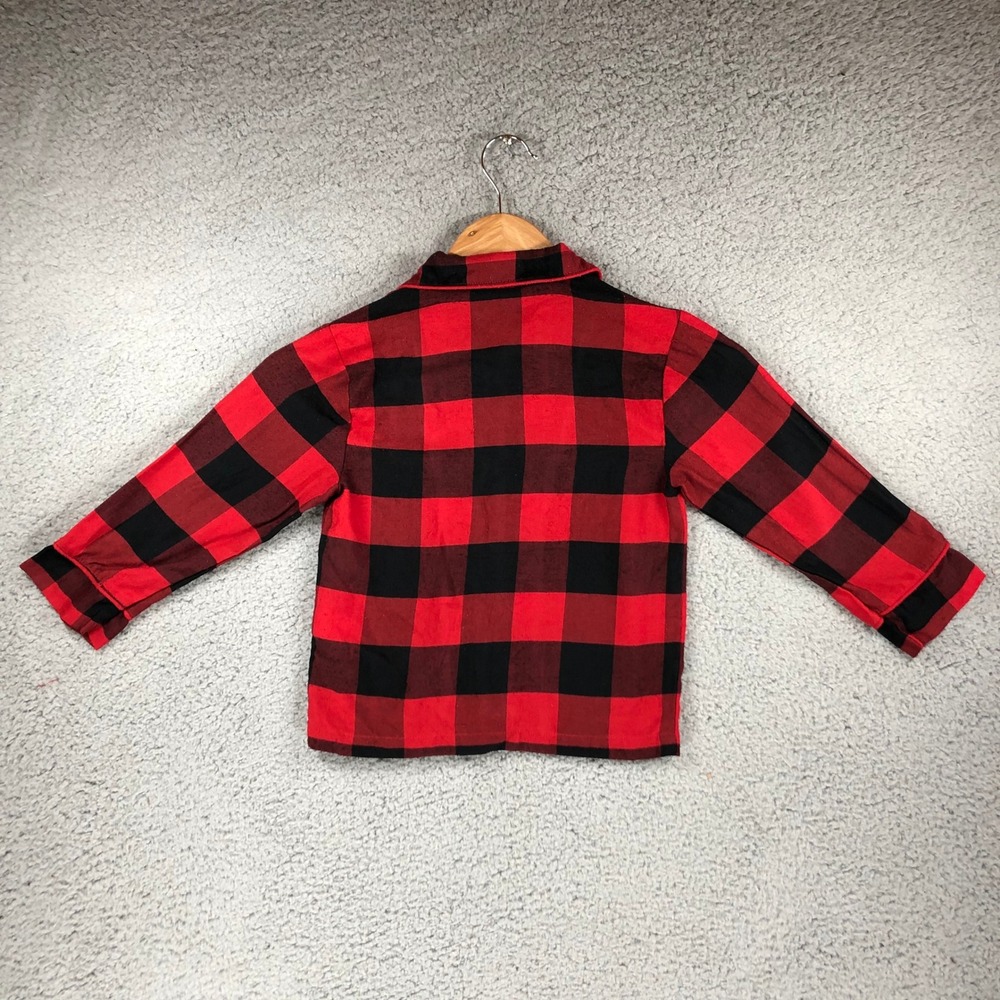 Disney Mickey Mouse Christmas Pajama Top Red Black Buffalo Plaid Toddler Size 3 - Picture 2 of 13